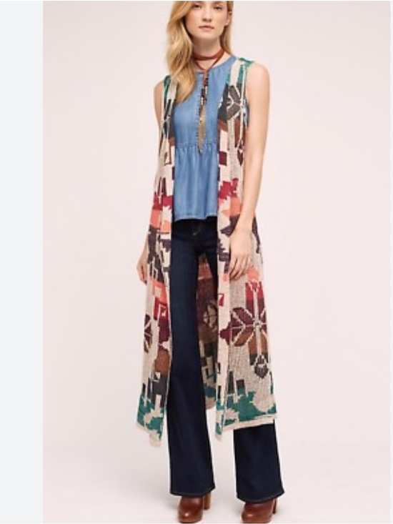 Anthropologie Sweaters - Anthropologie x Cecilia Prado sweater duster cardigan Aztec knit women size Med